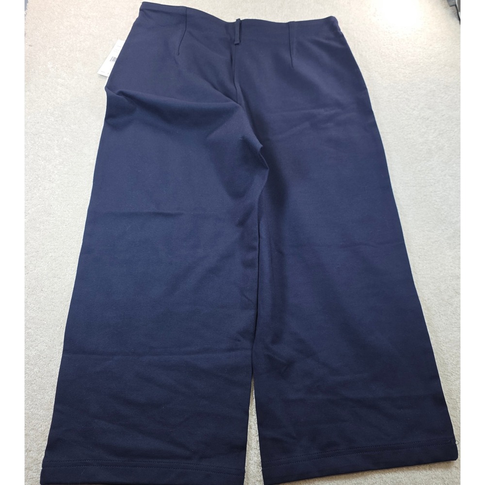 Rafaella Crop Wide Leg Pants Womens Large Navy Blue High Rise Stretch NEW NWT - Picture 8 of 8
